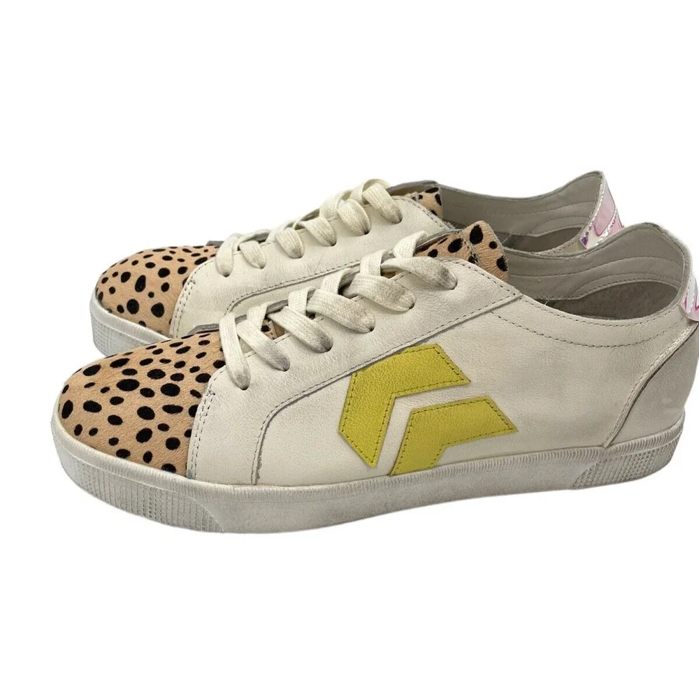 Dolce Vita Zaga Calf Hair Leopard Printed Iridescent Sneakers $127 US Size US 9